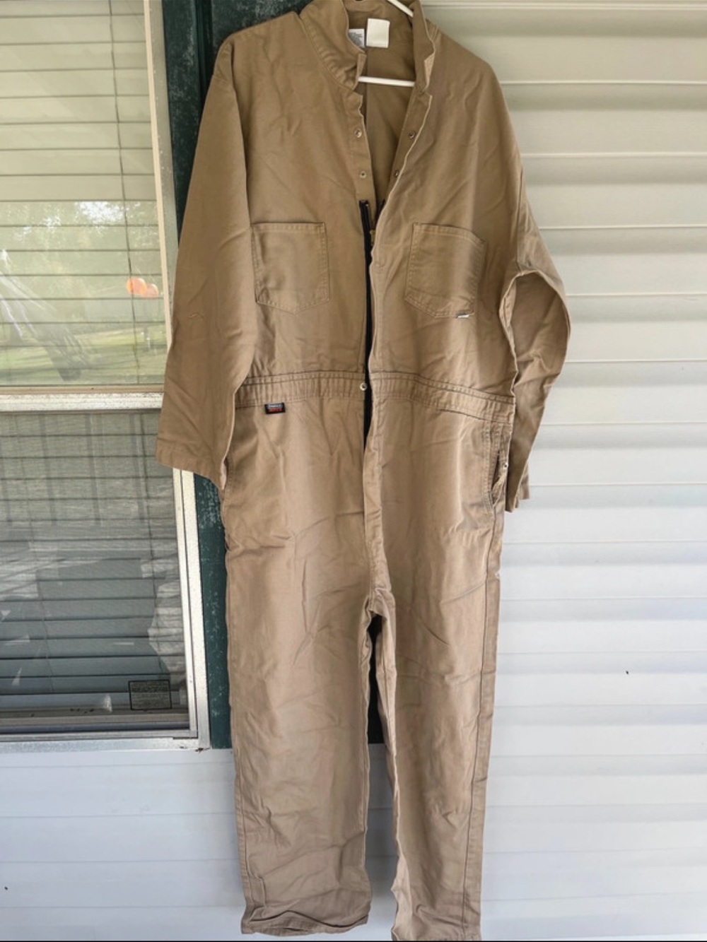 Men's Tan Utility Coverall Jumpsuit - Lightweight Workwear